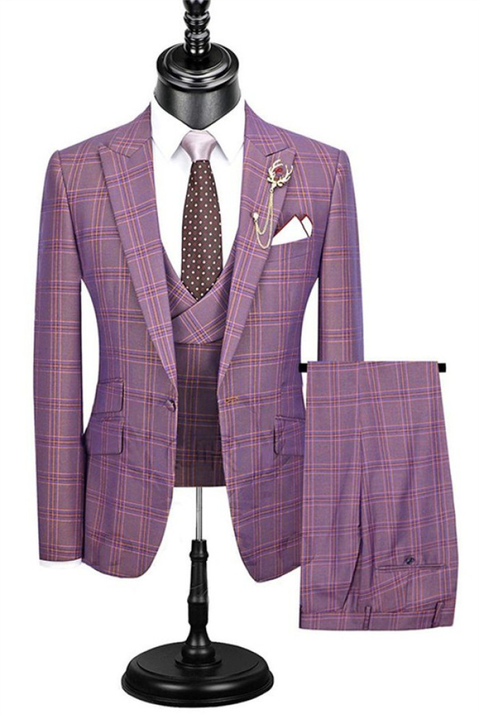 Stylish Slim Fit Dress Suit | 3 Pieces Plaid Checked Prom Outfits