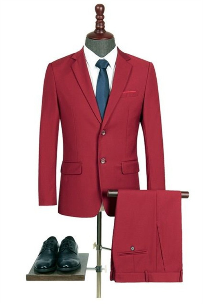 New Arrival Red Notched Lapel Men Suits | Bespoke Two Pieces Business Suits for Men