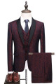 Fashion Burgundy Check Design Wedding Suits | Three Pieces One Button Men Suits