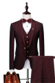 Brogan Wine Notched Laple Prom Suits for Men | Bespoke Three Pieces Jacquard Tuxedo