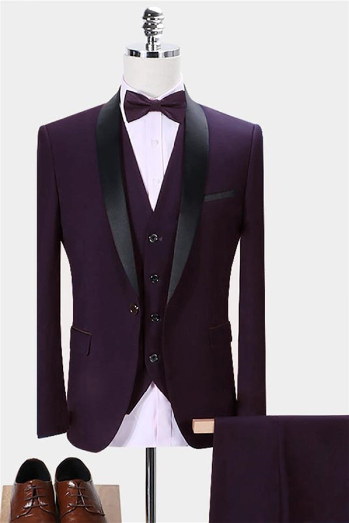 Dark Purple Business Suits | Handsome Slim Fit Men Dress Prom Suits 3 Pieces
