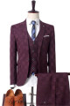 Coby Dark Red Plaid Business Men Suits | Prom Men Suits with 3 Pieces