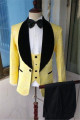 Kasen Yellow Slim Fit Shawl Lapel Bespoke Jacquard Wedding Suit