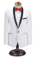 Simple Men's Two Piece Slim Fit Shawl White Wedding Groom Suits