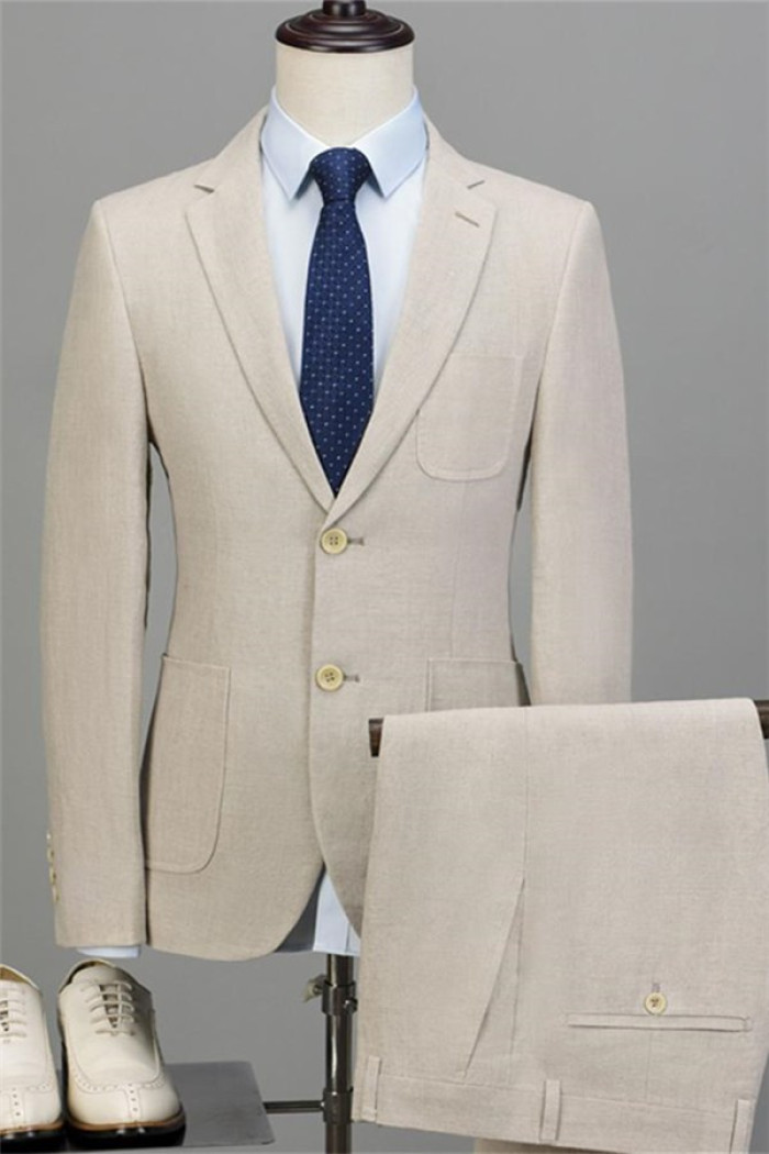 Raiden Beige Slim Fit Business Men Suits | Tuxedo for Groomsman Two Pieces
