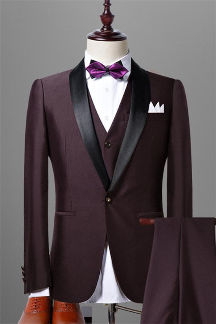 Newest Dark Maroon Wedding Tuxedos for Men | Slim Fit 3 Pieces Dress Prom Suits