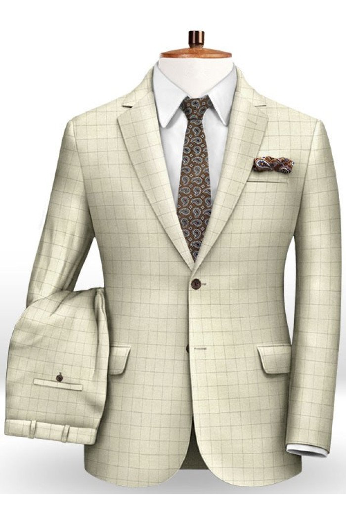 New Plaid Business Casual Wedding Suits For Men | Two Button Mens Suits