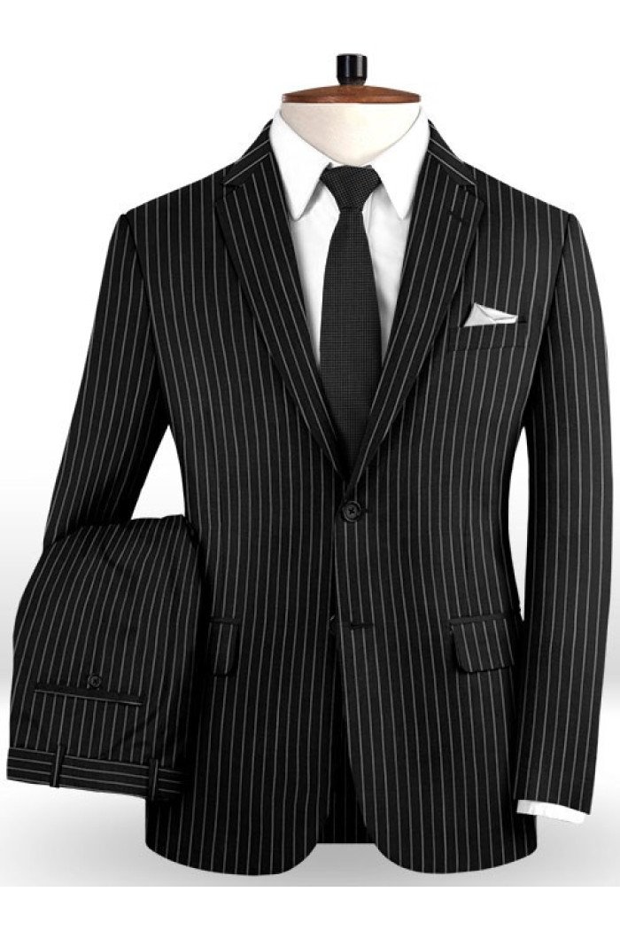 Francis New Black Business Men Suits | Wedding Two Piece Striped  Formal Suits