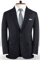 Dark Blue Striped Formal Business Slim Fit Men Suits