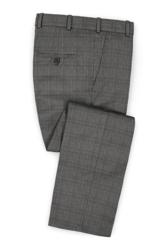 New Arrival Gray Plaid Men Suits | Formal Business Man Suits 2 Piece