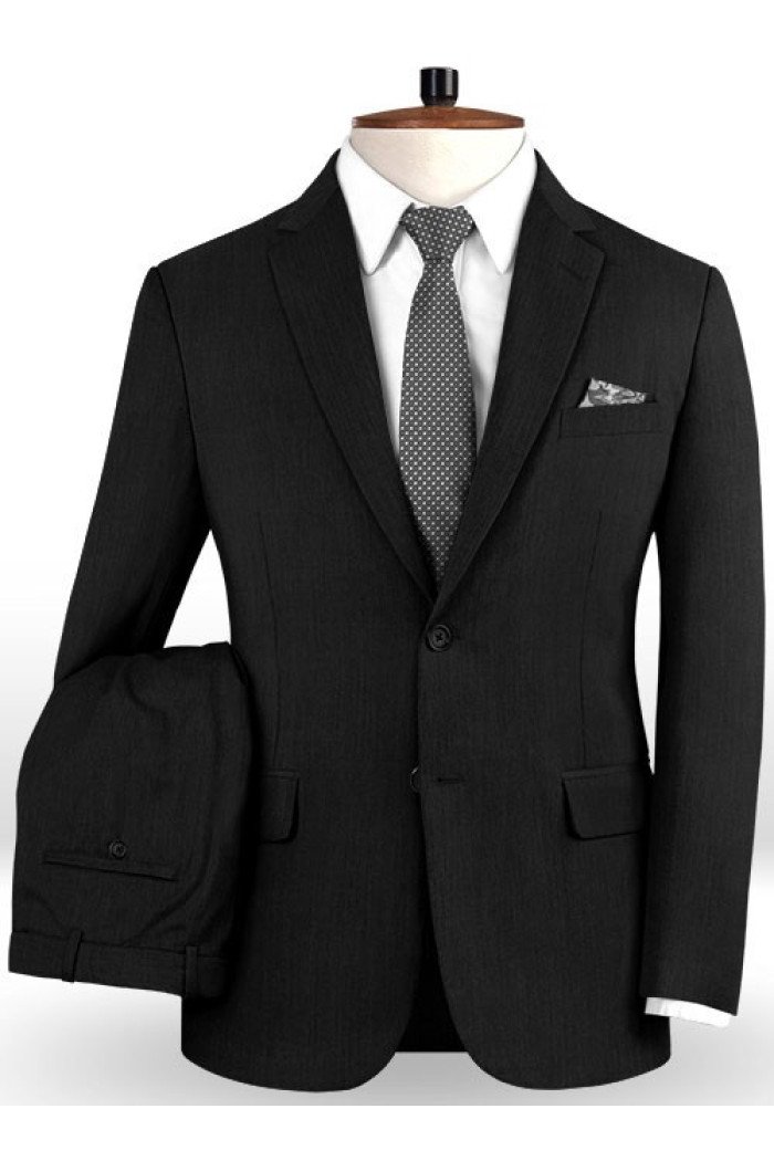 Vicente Black Business Formal Two Piece Men Suits