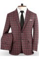 Fashion Pink Plaid Notched Lapel Two Pieces Business Suits for Men