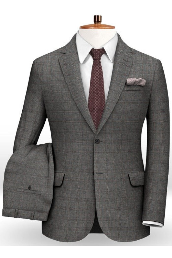 New Arrival Gray Plaid Men Suits | Formal Business Man Suits 2 Piece