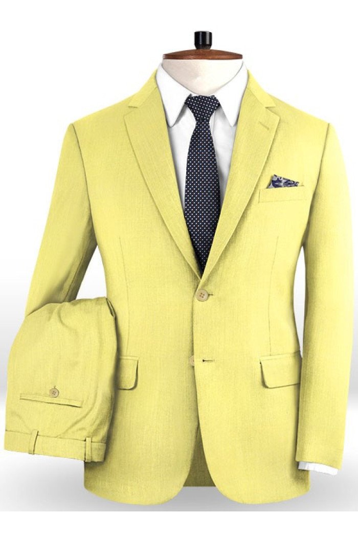 Yellow Fashion Comfortable Two Pieces Business Men's Suit