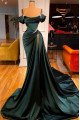 Modern Dark Green Spaghetti Straps Side Slit Sequins Prom Dress