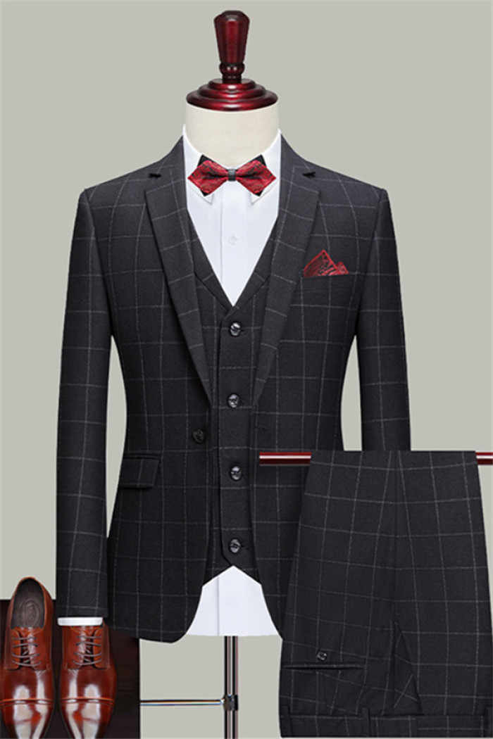 Aiden Bespoke Three Pieces Plaid Formal Business Suits for Men